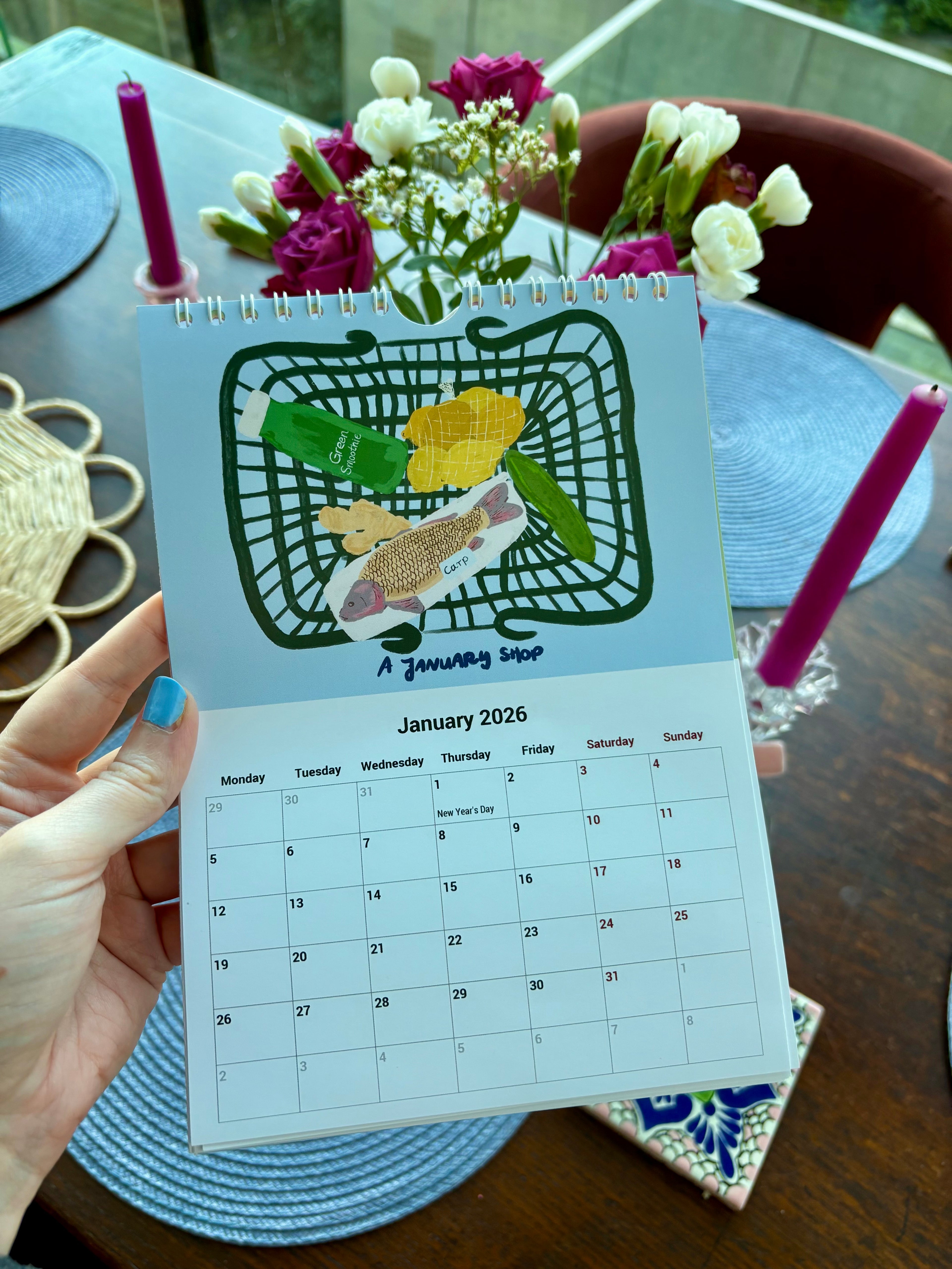 2026 Calendar A4 - 12 months of little shop illustrations