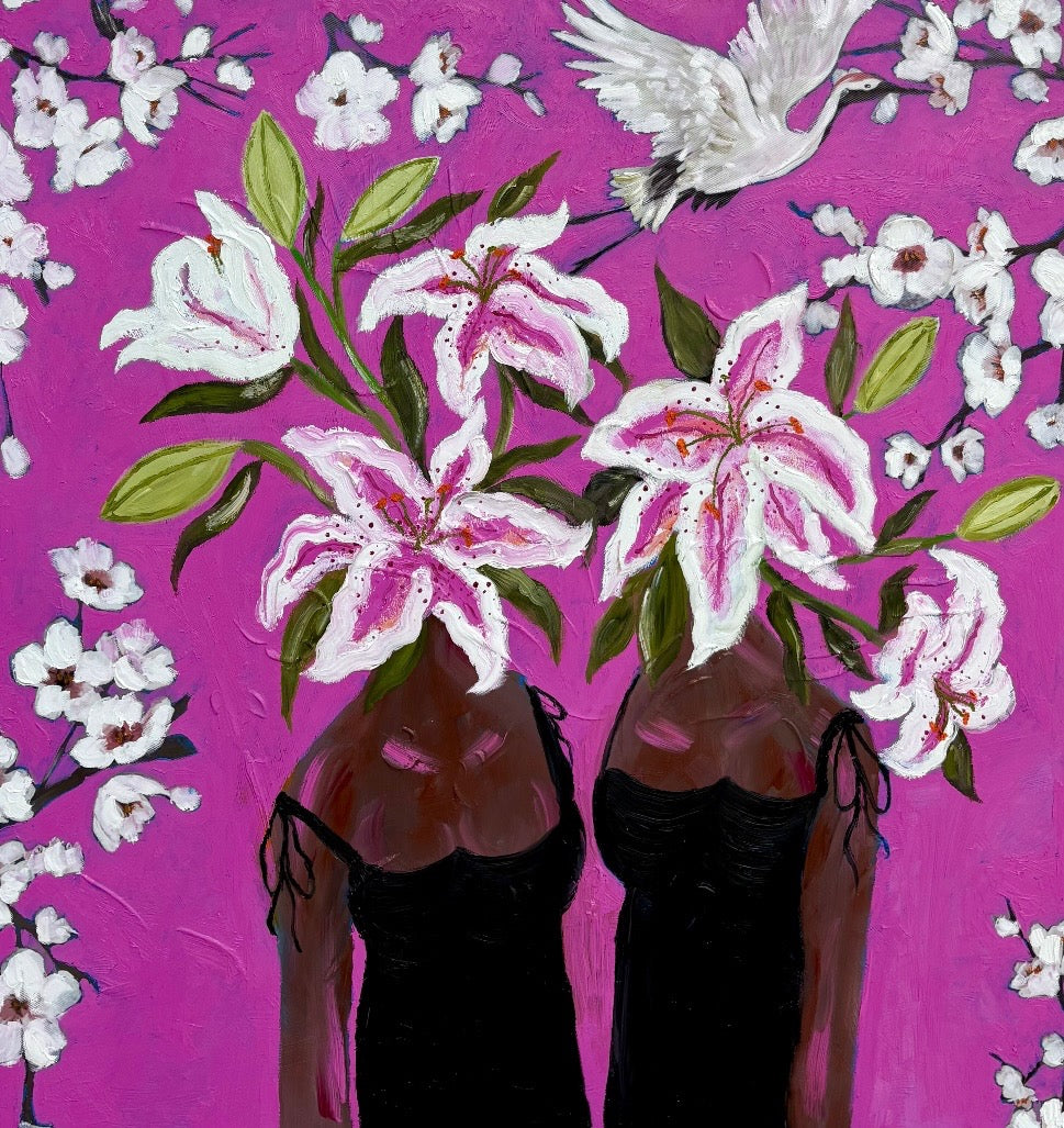 Original Oil Painting - Sisters in Mauritius